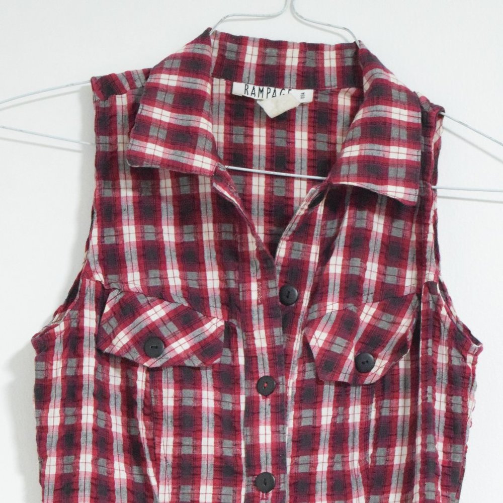 RAMPAGE Vintage Red Buffalo Plaid Tank Maxi Dress Duster | Size S - Picture 4 of 6